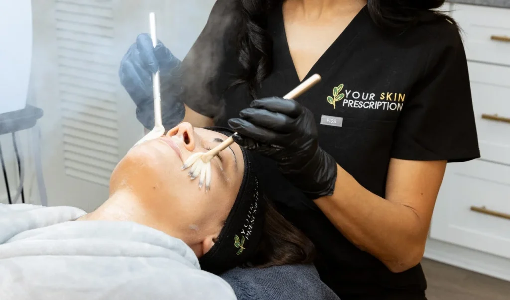 Close up of a woman getting the best facial!