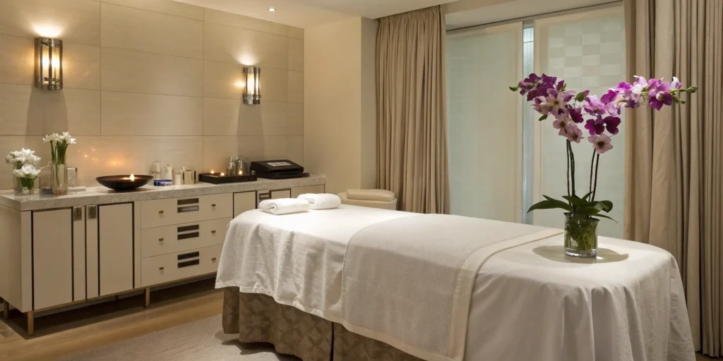 A professional treatment room for full body laser hair removal, influencing the total cost.