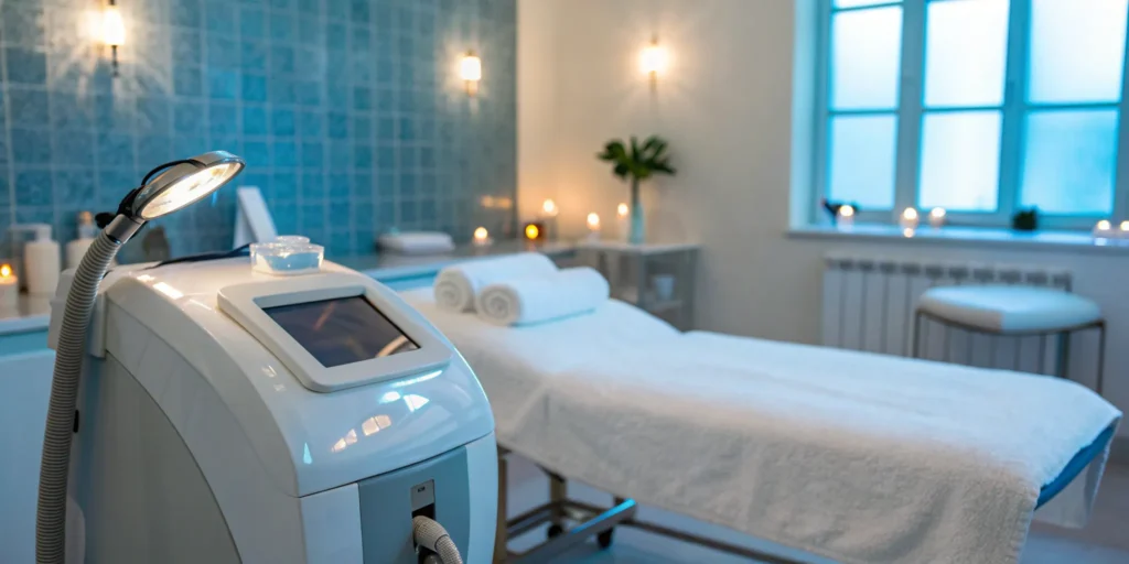 A medical-grade laser hair removal machine in a clinic, ensuring a safe procedure.