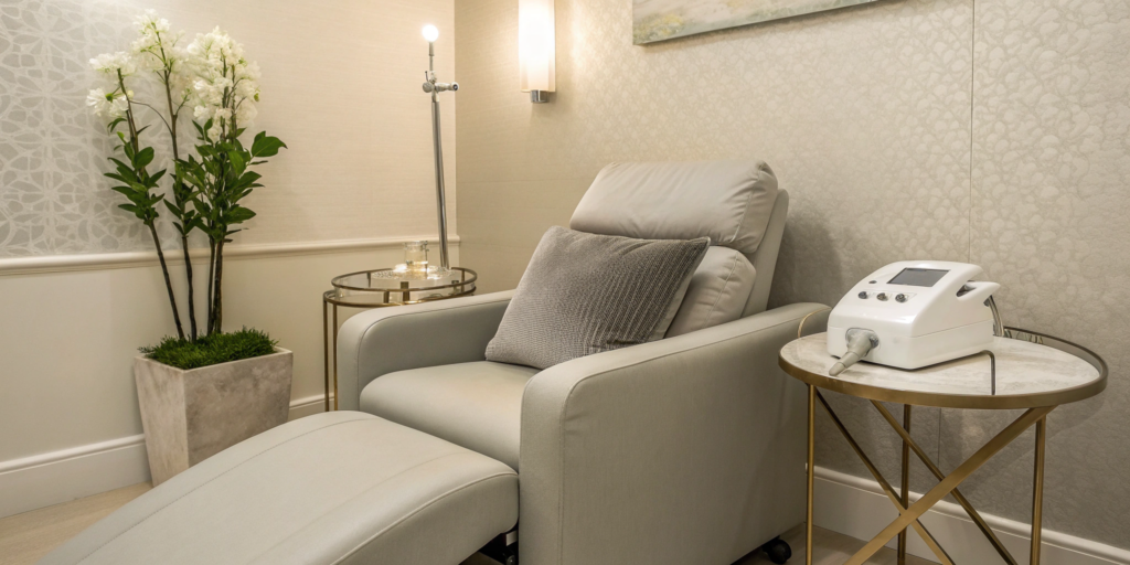 A professional laser hair removal machine for underarm treatments in a modern clinic.