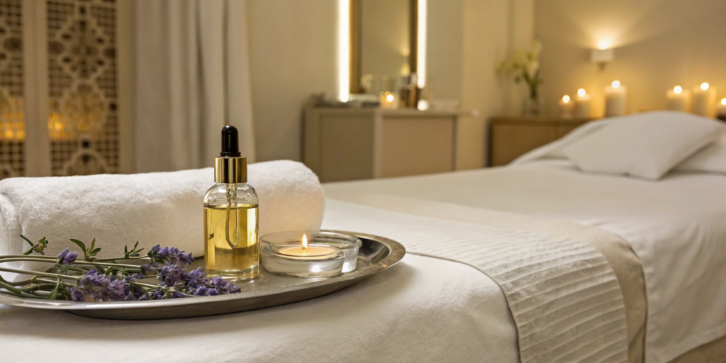 A serene spa setting for a rejuvenating stem cells anti aging treatment.
