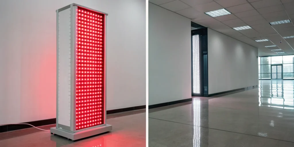 Comparing a red light therapy panel with an infrared therapy device.