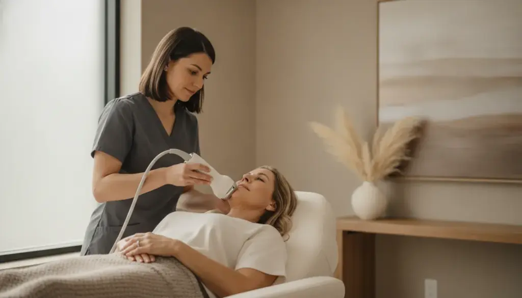 Sofwave Pittsburgh ultrasound skin-tightening treatment on a patient's lower face