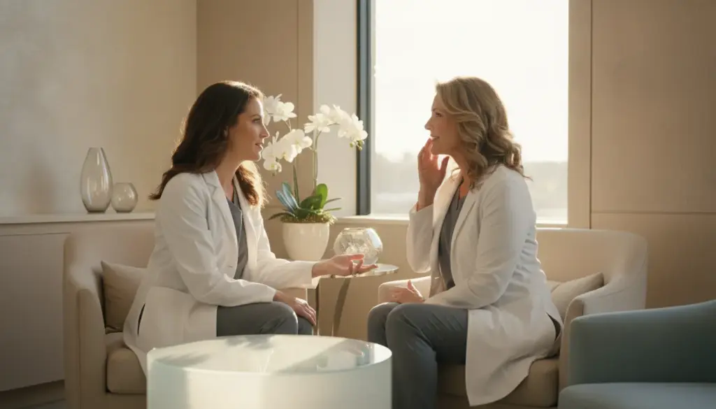 Provider discussing Juvederm and Versa filler options with a Pittsburgh patient